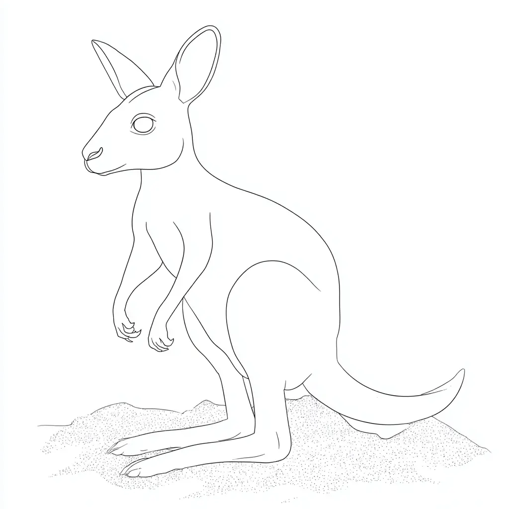 Dibujo de canguro de perfil para colorear Dibujo de canguro de perfil para colorear