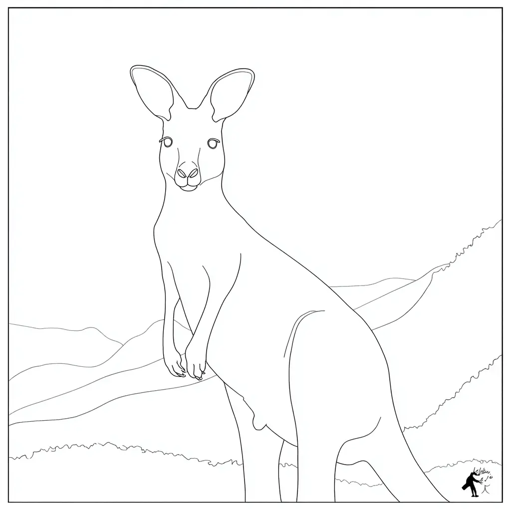 Dibujo de dibujo contorno de canguro para colorear Dibujo de dibujo contorno de canguro para colorear
