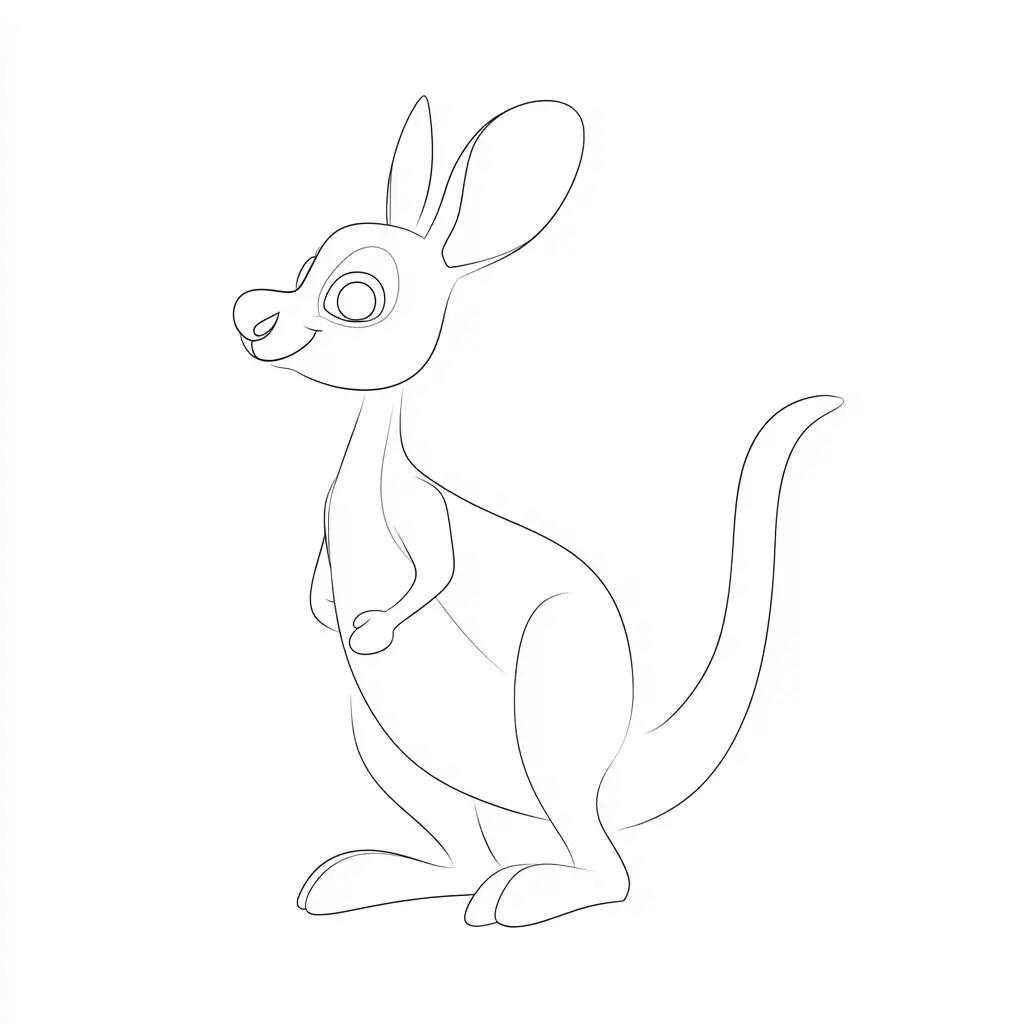Dibujo de canguro de trazo simple para colorear Dibujo de canguro de trazo simple para colorear
