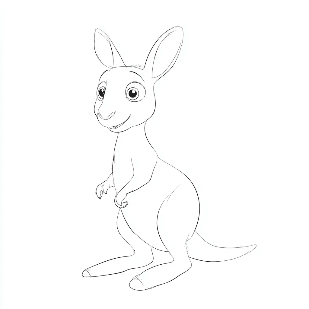 Dibujo de canguro de ojos grandes para colorear Dibujo de canguro de ojos grandes para colorear