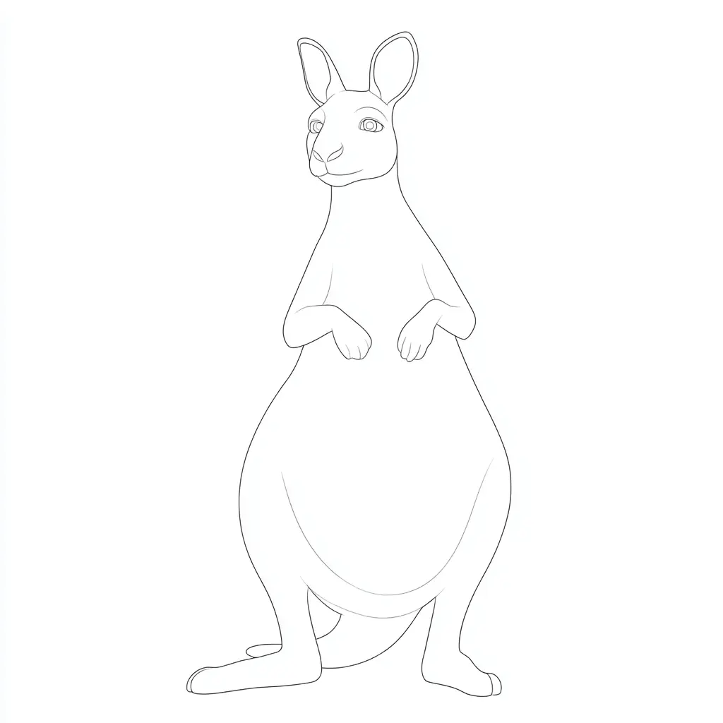 Dibujo de canguro minimalista para colorear Dibujo de canguro minimalista para colorear