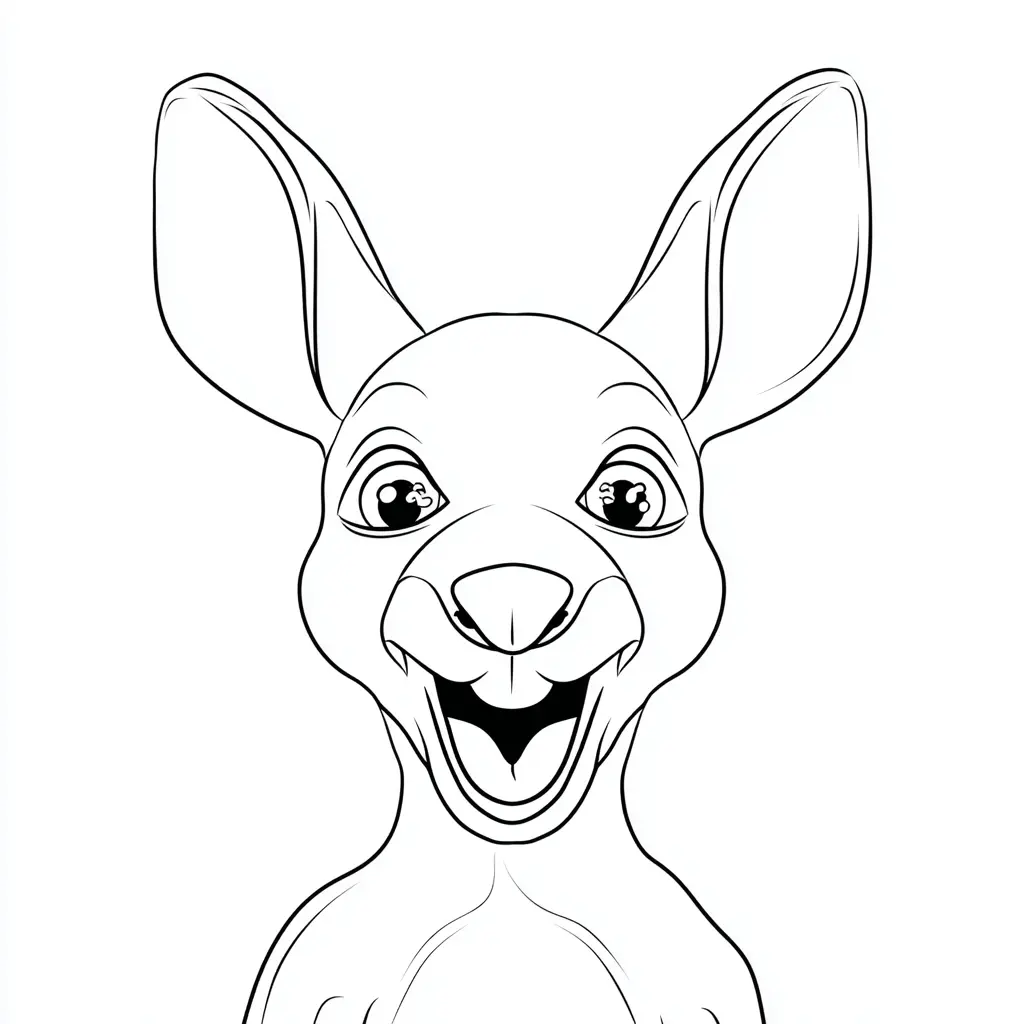 Dibujo de cabeza en caricatura de canguro para colorear Dibujo de cabeza en caricatura de canguro para colorear
