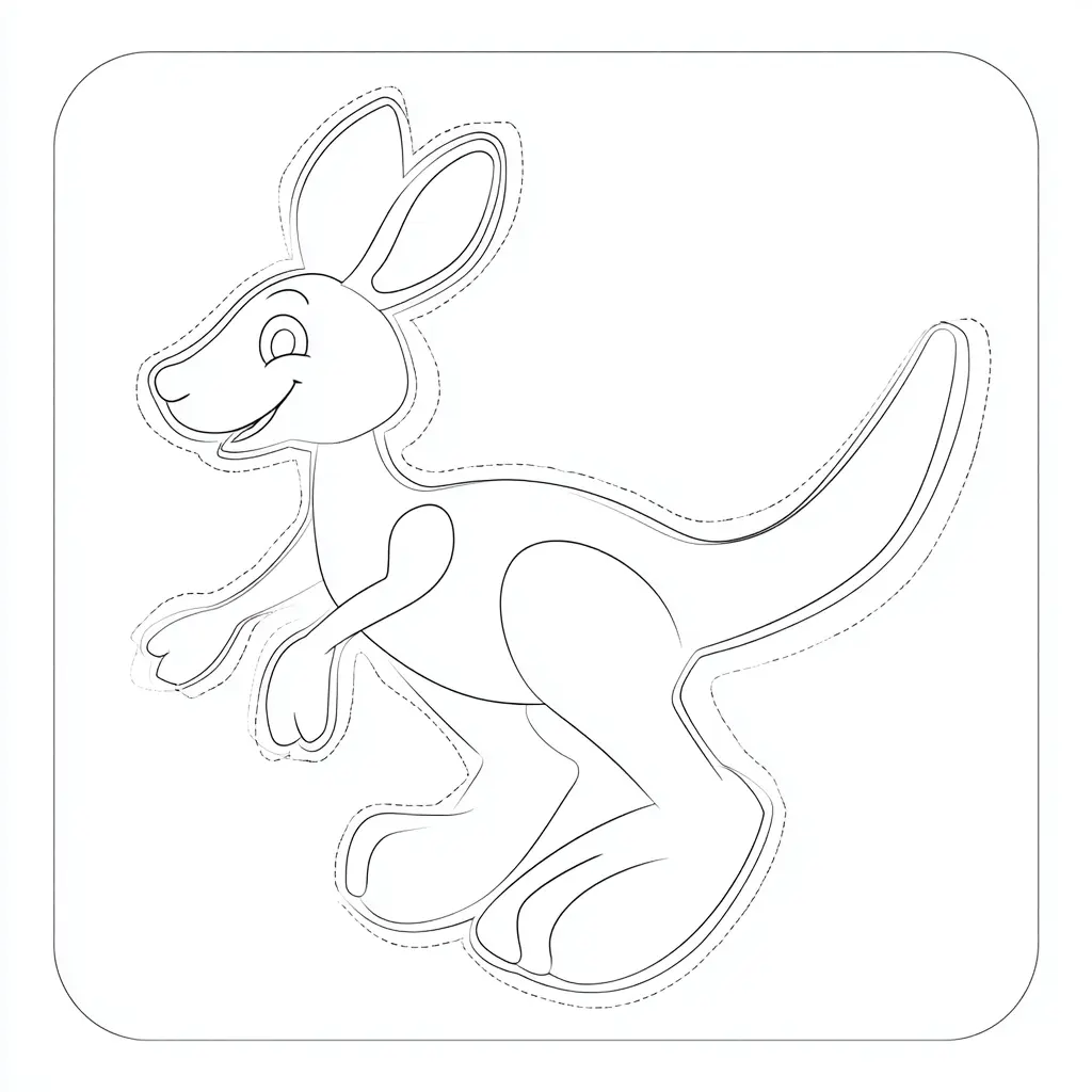 Dibujo de canguro para pegatina para colorear Dibujo de canguro para pegatina para colorear