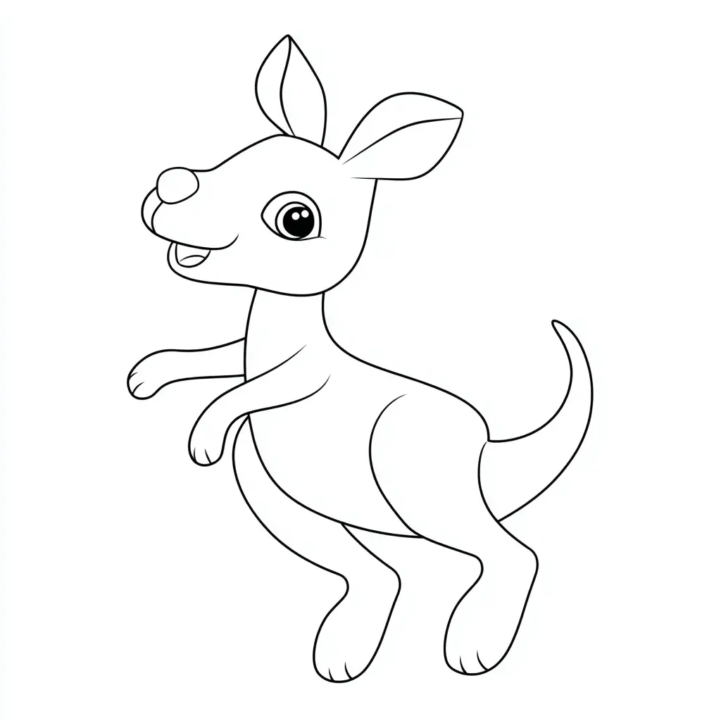 Dibujo de pequeño canguro fácil para colorear Dibujo de pequeño canguro fácil para colorear