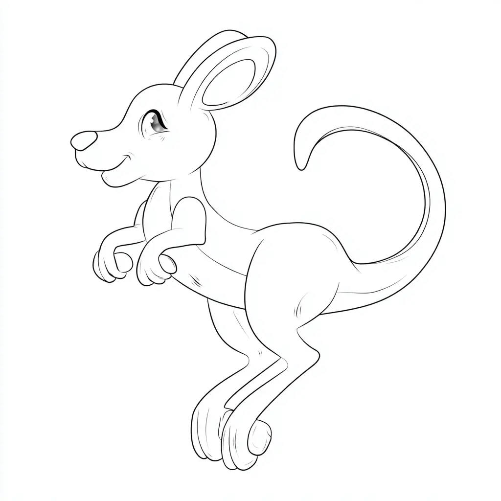 Dibujo de simpático canguro saltarín para colorear Dibujo de simpático canguro saltarín para colorear