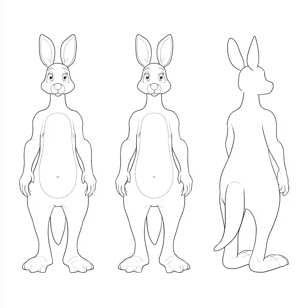 Dibujo de posturas simples de canguro para colorear Dibujo de posturas simples de canguro para colorear