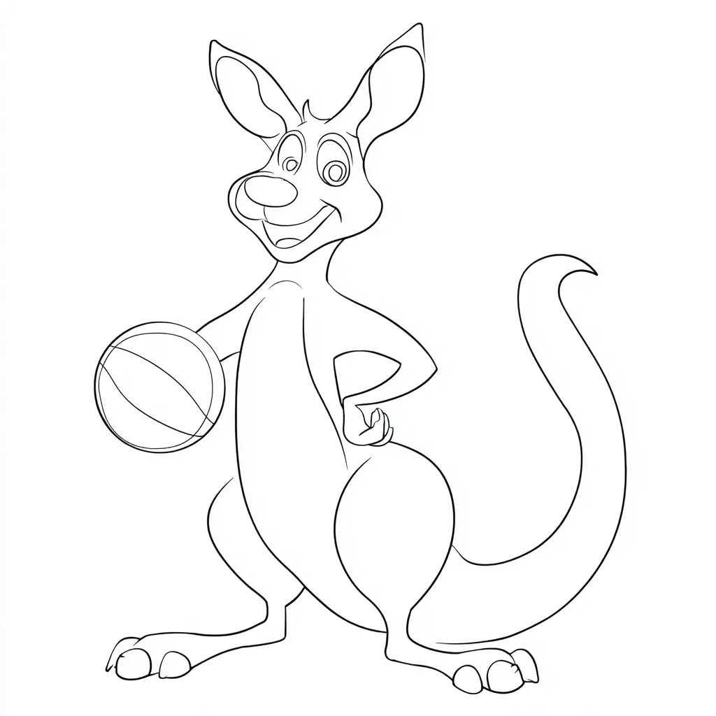 Dibujo de el canguro feliz con el balón para colorear Dibujo de el canguro feliz con el balón para colorear