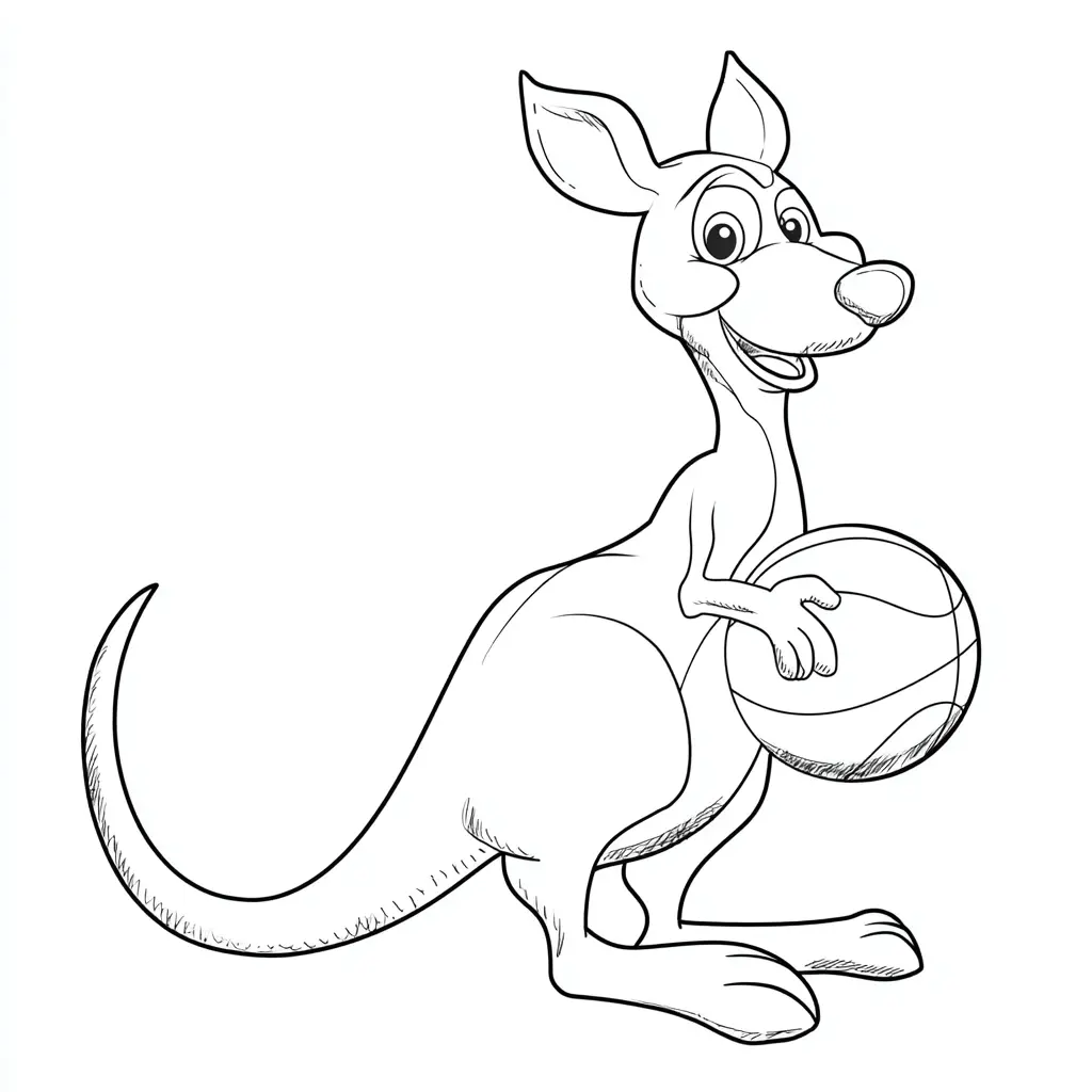 Dibujo de canguro con pelota para colorear Dibujo de canguro con pelota para colorear