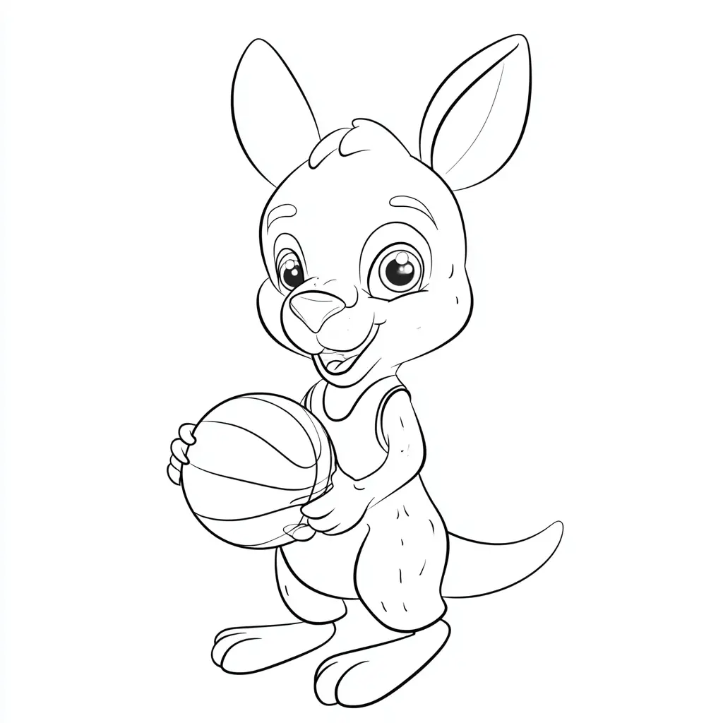 Dibujo de cangurito con balón para colorear Dibujo de cangurito con balón para colorear