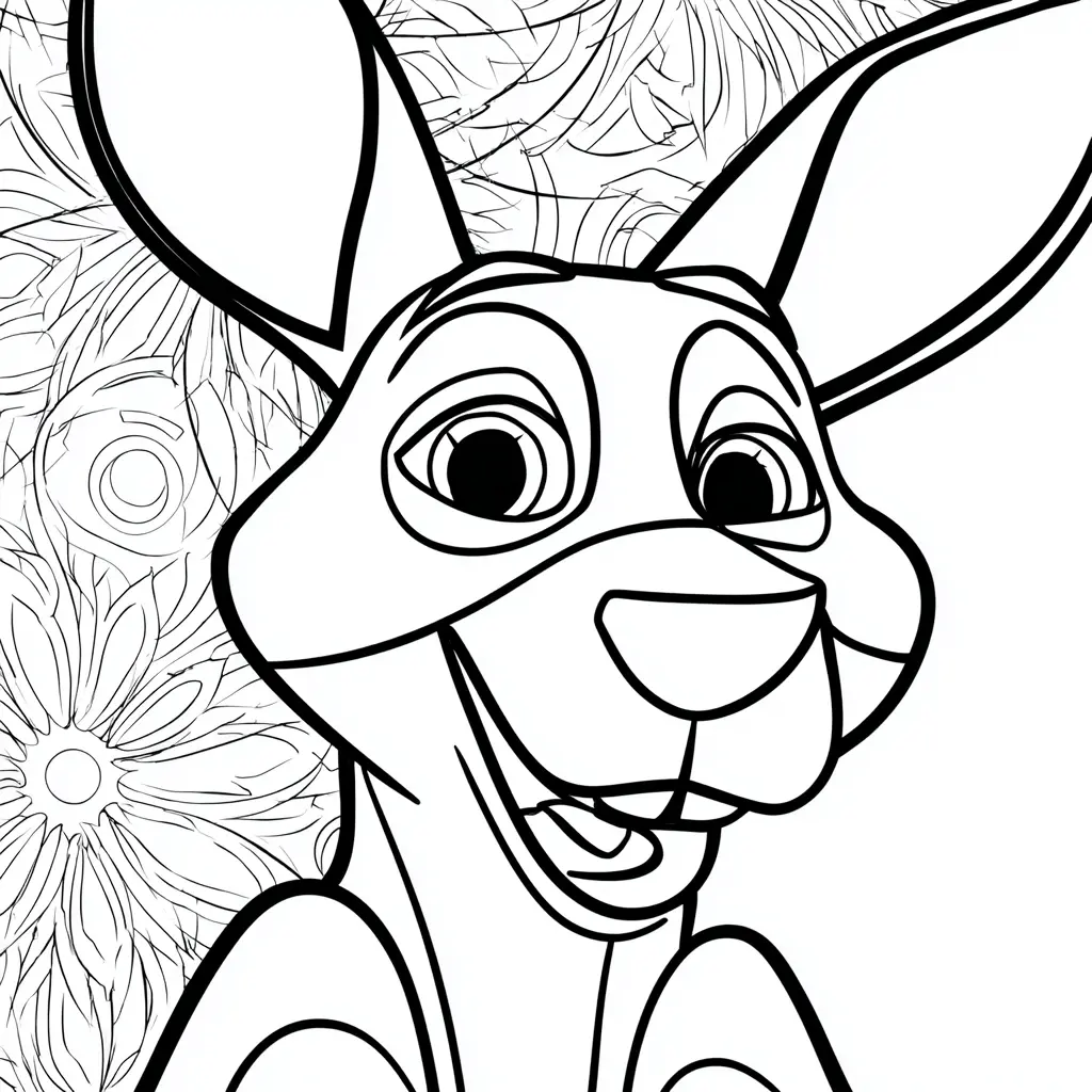 Dibujo de cabeza artística de canguro para colorear Dibujo de cabeza artística de canguro para colorear