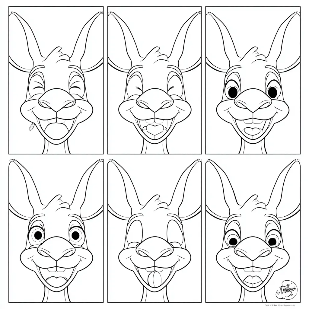 Dibujo de expresiones simpáticas de canguro para colorear Dibujo de expresiones simpáticas de canguro para colorear
