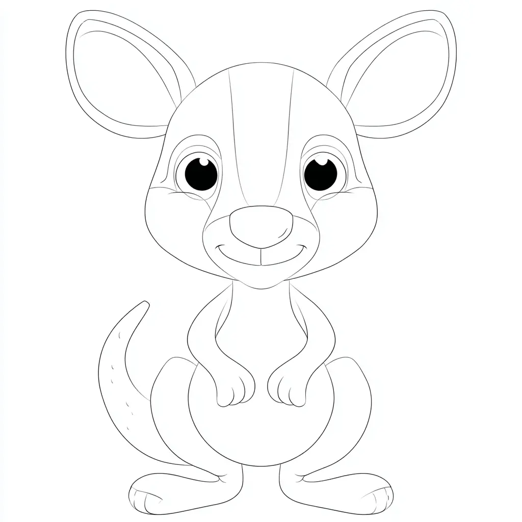Dibujo de caricatura simple de canguro para colorear Dibujo de caricatura simple de canguro para colorear