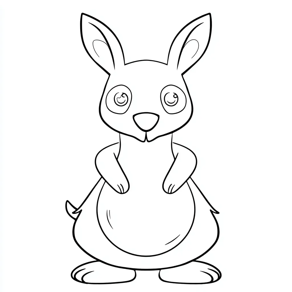 Dibujo de canguro en línea de contorno para colorear Dibujo de canguro en línea de contorno para colorear