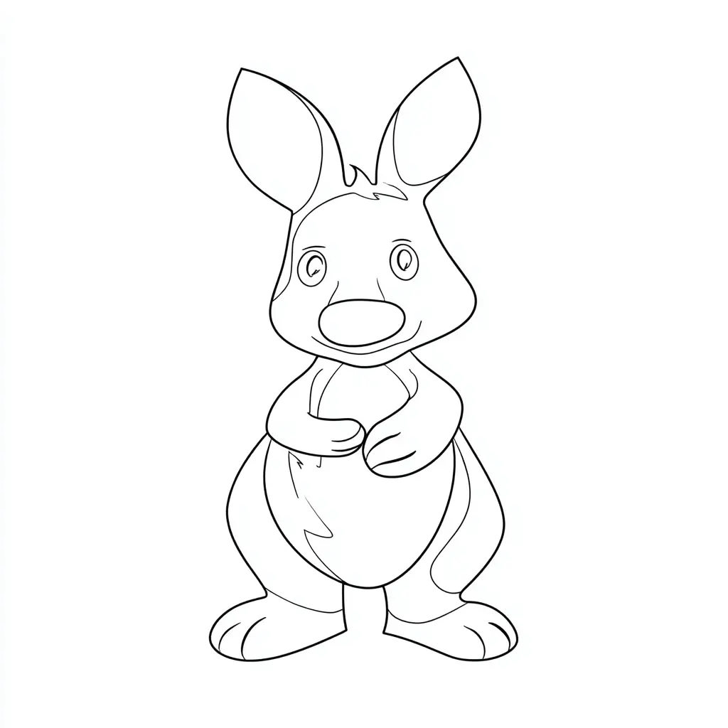Dibujo de canguro con líneas simples para colorear Dibujo de canguro con líneas simples para colorear