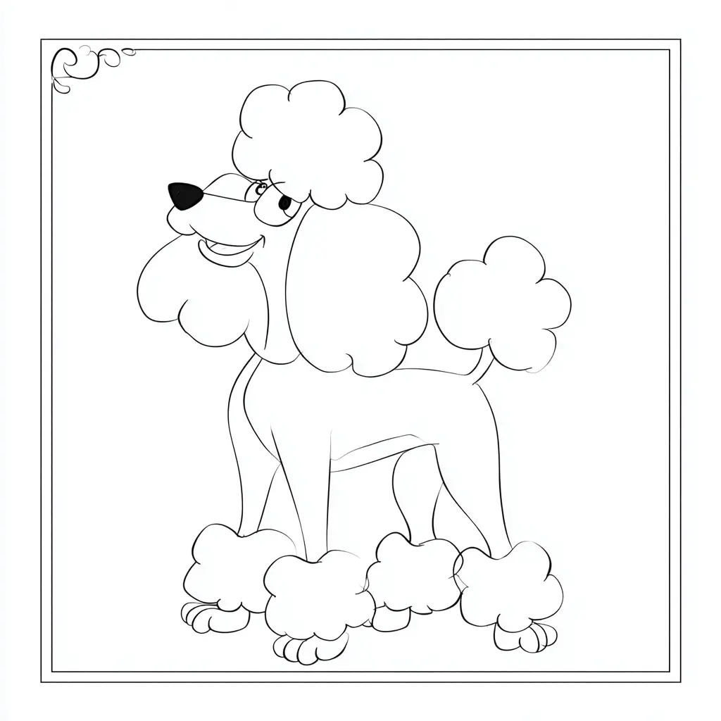 Dibujo de retrato de caniche vintage para colorear Dibujo de retrato de caniche vintage para colorear