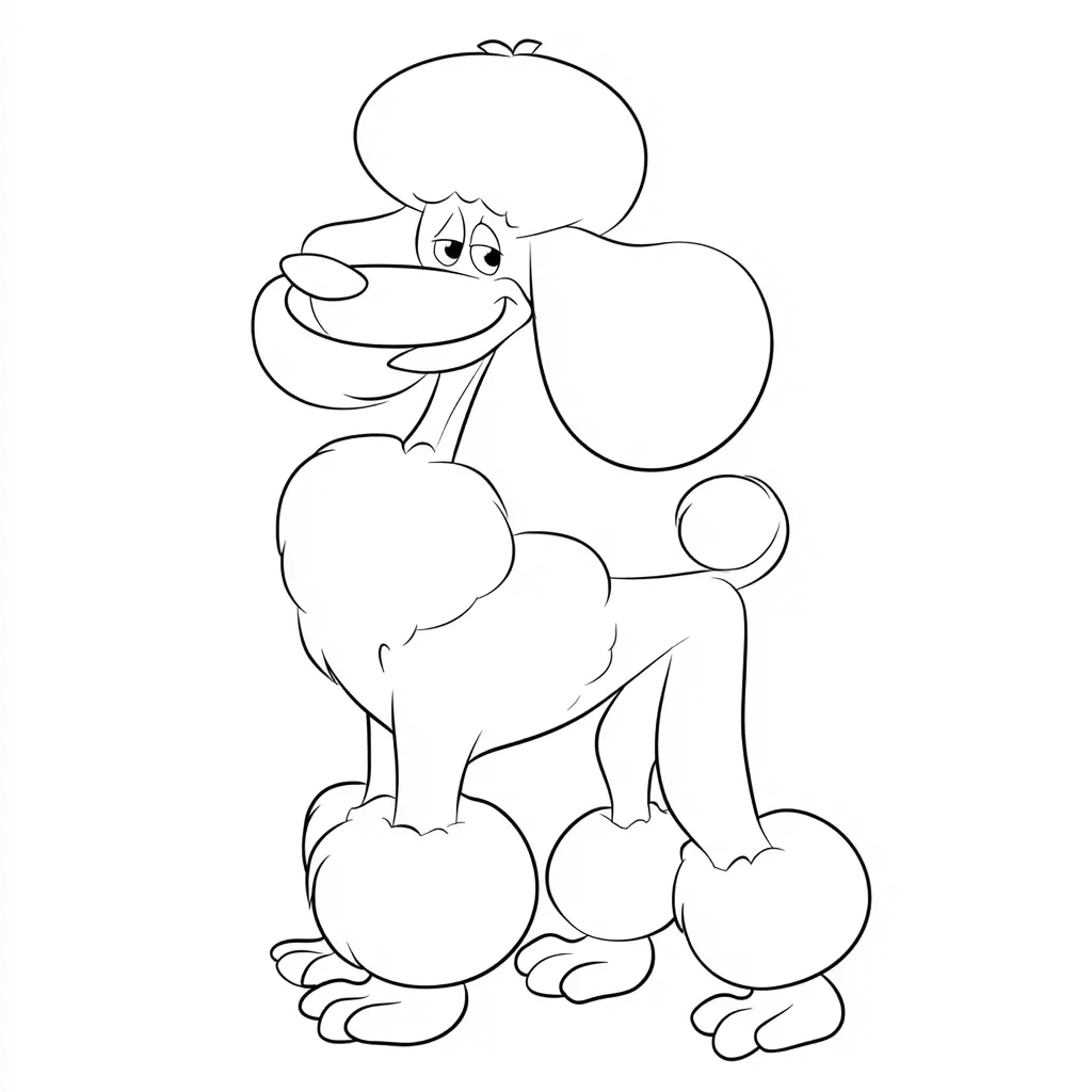 Dibujo de caniche vintage cómico para colorear Dibujo de caniche vintage cómico para colorear