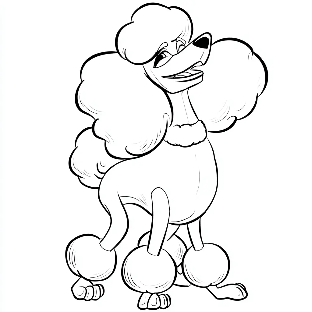Dibujo de caniche con trazo circular para colorear Dibujo de caniche con trazo circular para colorear