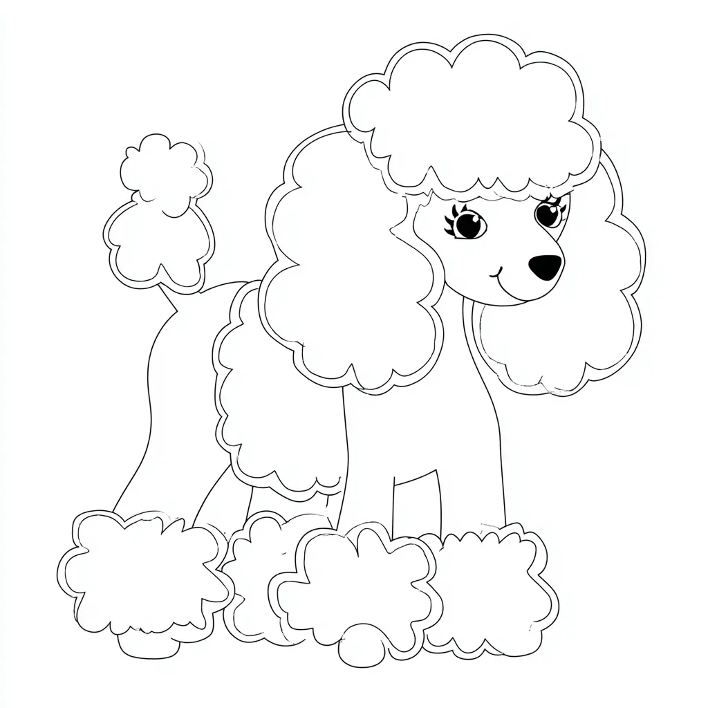 Dibujo de caniche con trazos simples para colorear Dibujo de caniche con trazos simples para colorear
