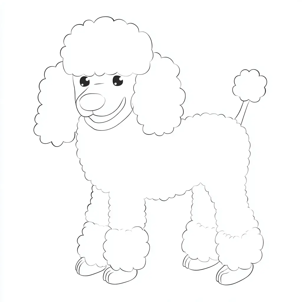 Dibujo de contorno suave de caniche para colorear Dibujo de contorno suave de caniche para colorear