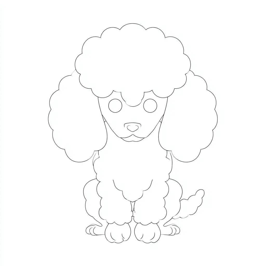 Dibujo de forma de caniche de frente para colorear Dibujo de forma de caniche de frente para colorear