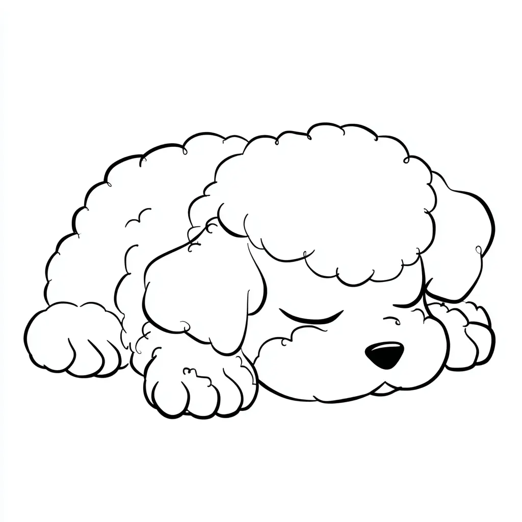 Dibujo de cachorro caniche dormido para colorear Dibujo de cachorro caniche dormido para colorear