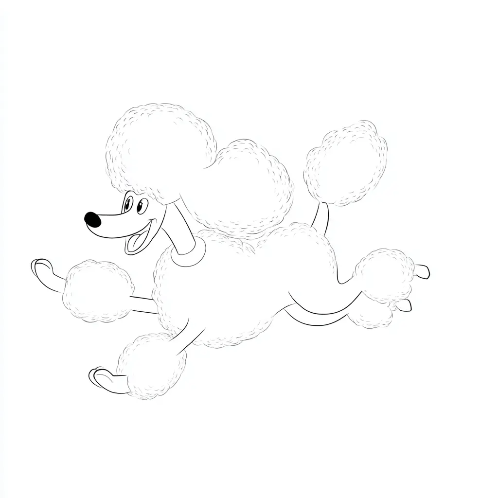 Dibujo de caniche cartoon corriendo para colorear Dibujo de caniche cartoon corriendo para colorear