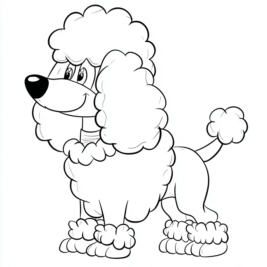 Dibujo de caniche cartoon de perfil para colorear Dibujo de caniche cartoon de perfil para colorear