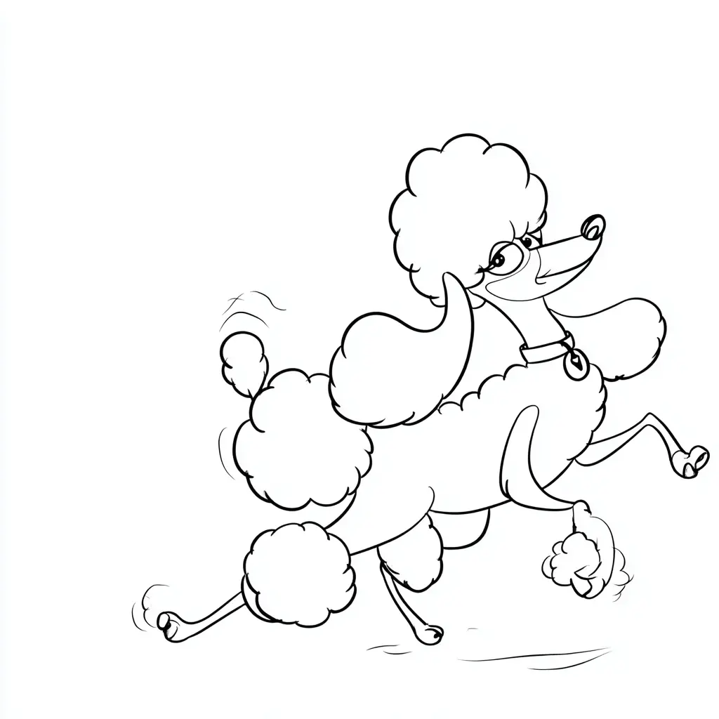 Dibujo de trazo cartoon de caniche para colorear Dibujo de trazo cartoon de caniche para colorear