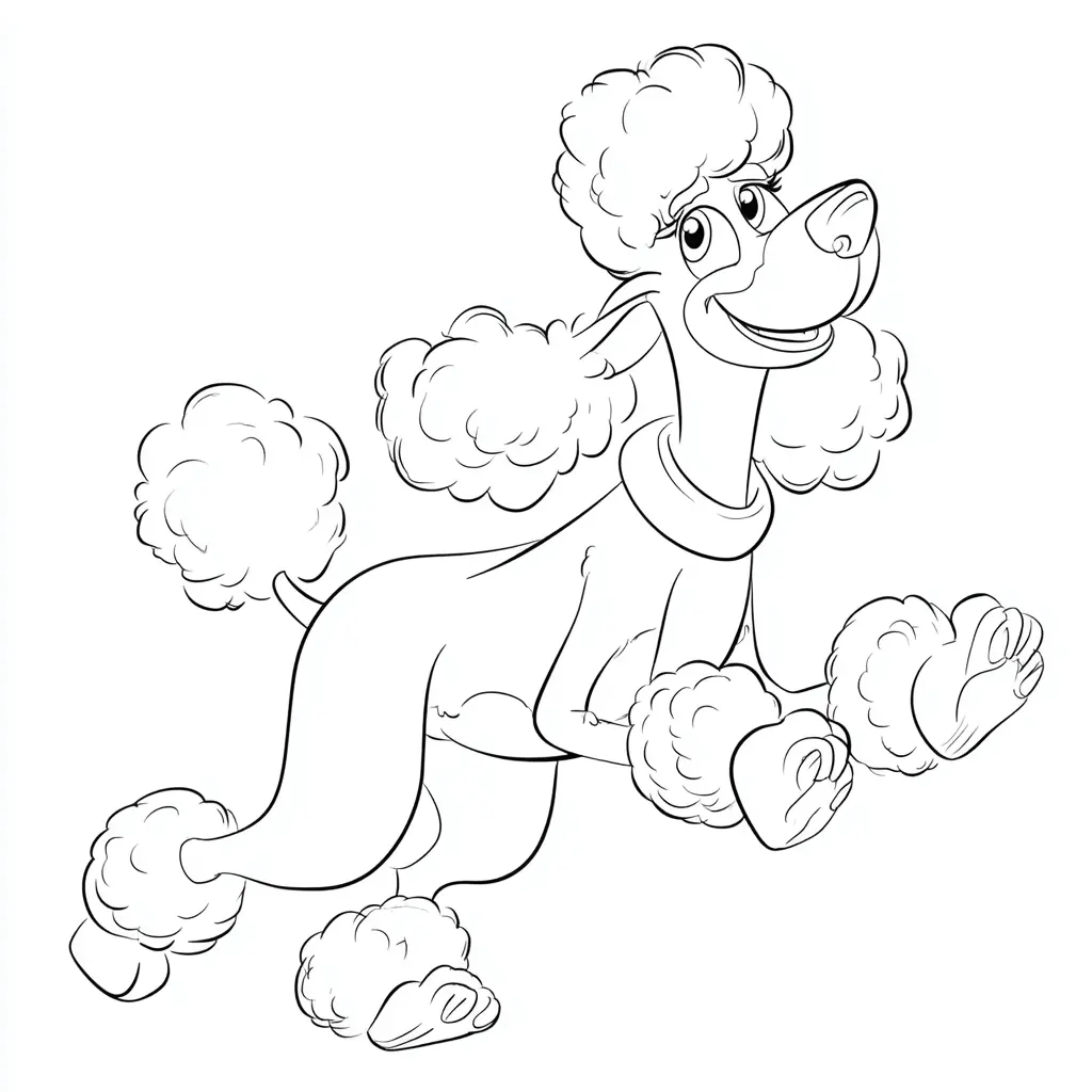 Dibujo de caniche coqueta cartoon para colorear Dibujo de caniche coqueta cartoon para colorear