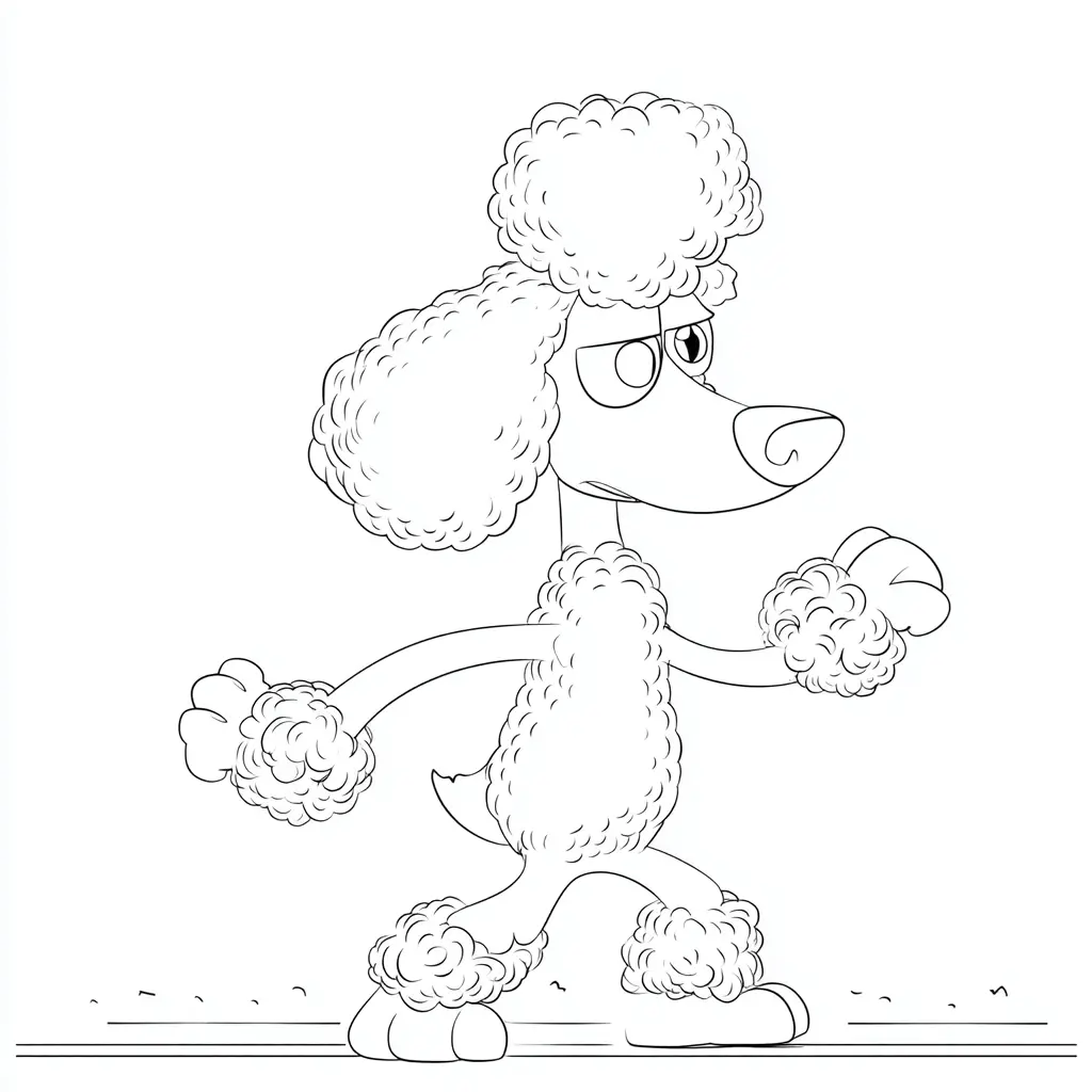 Dibujo de caniche caricaturesco para colorear Dibujo de caniche caricaturesco para colorear