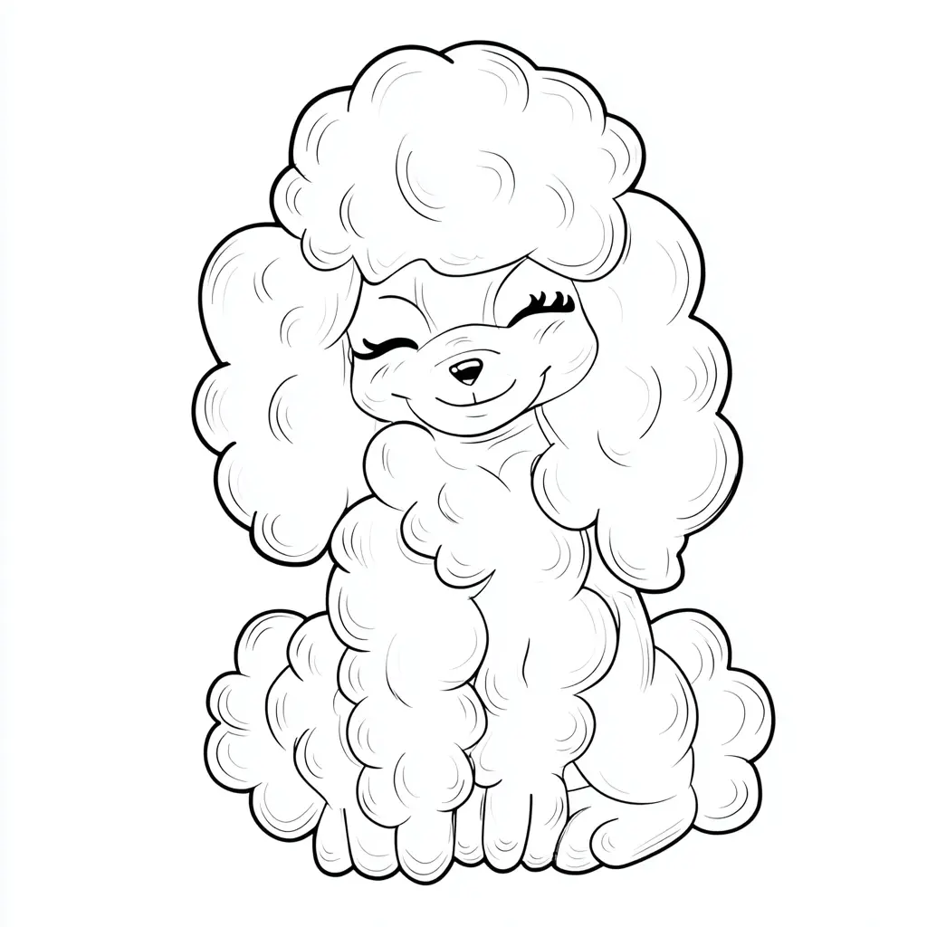 Dibujo de figura de caniche presumida para colorear Dibujo de figura de caniche presumida para colorear