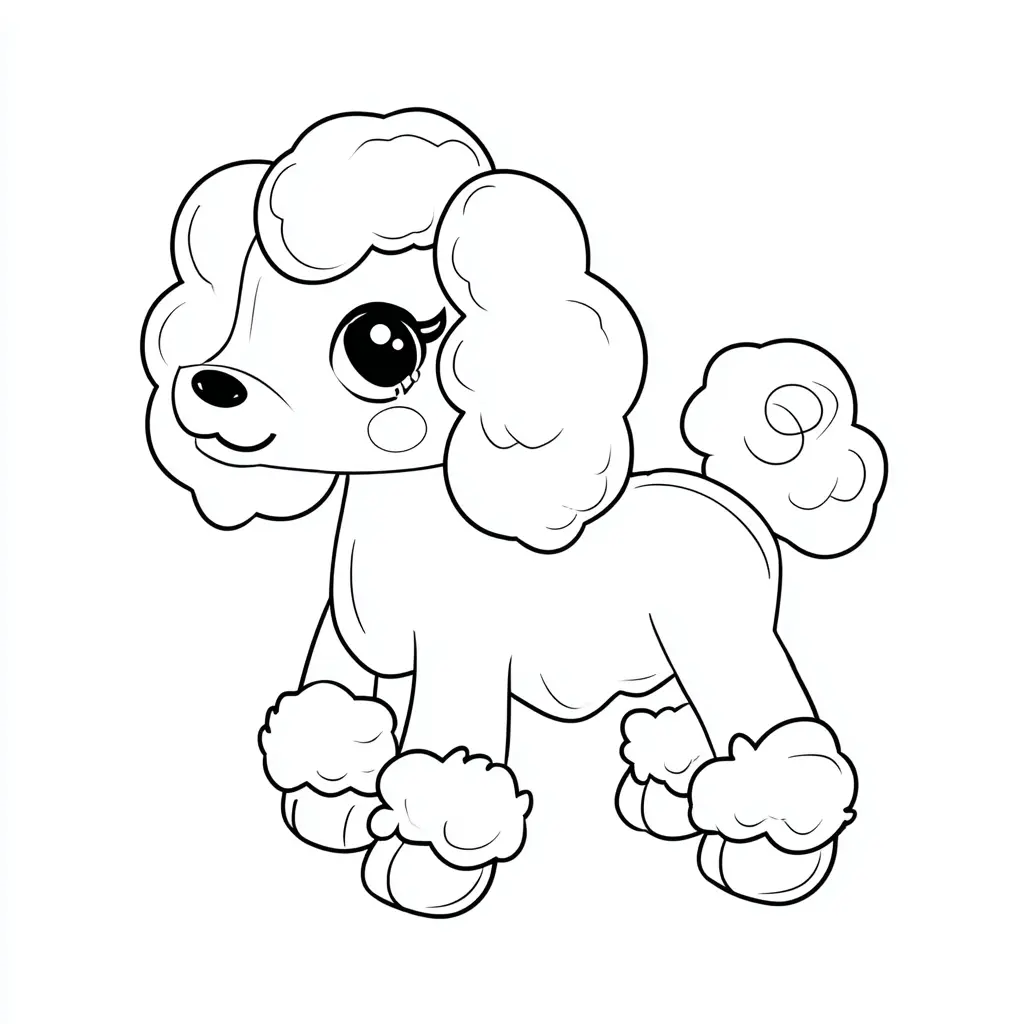 Dibujo de pequeño caniche fácil para colorear Dibujo de pequeño caniche fácil para colorear