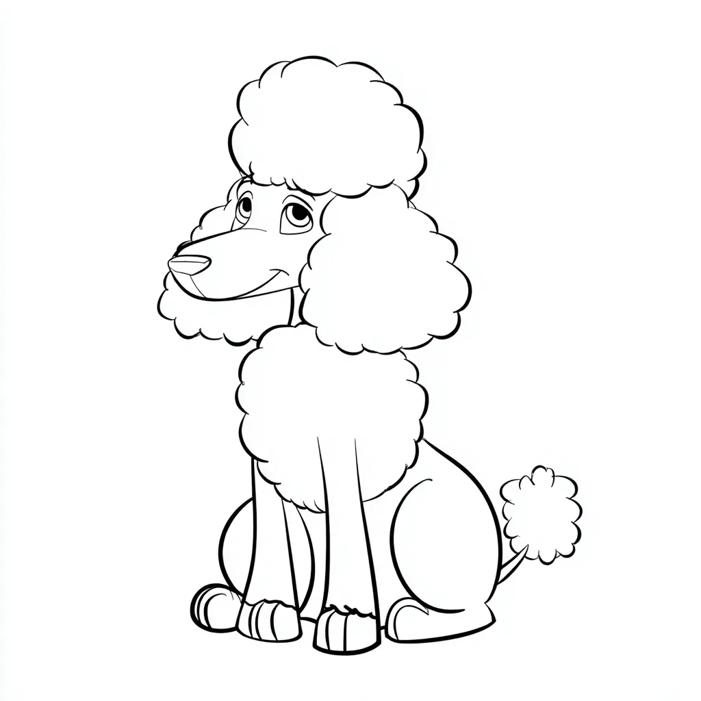 Dibujo de caniche sentado lineal para colorear Dibujo de caniche sentado lineal para colorear