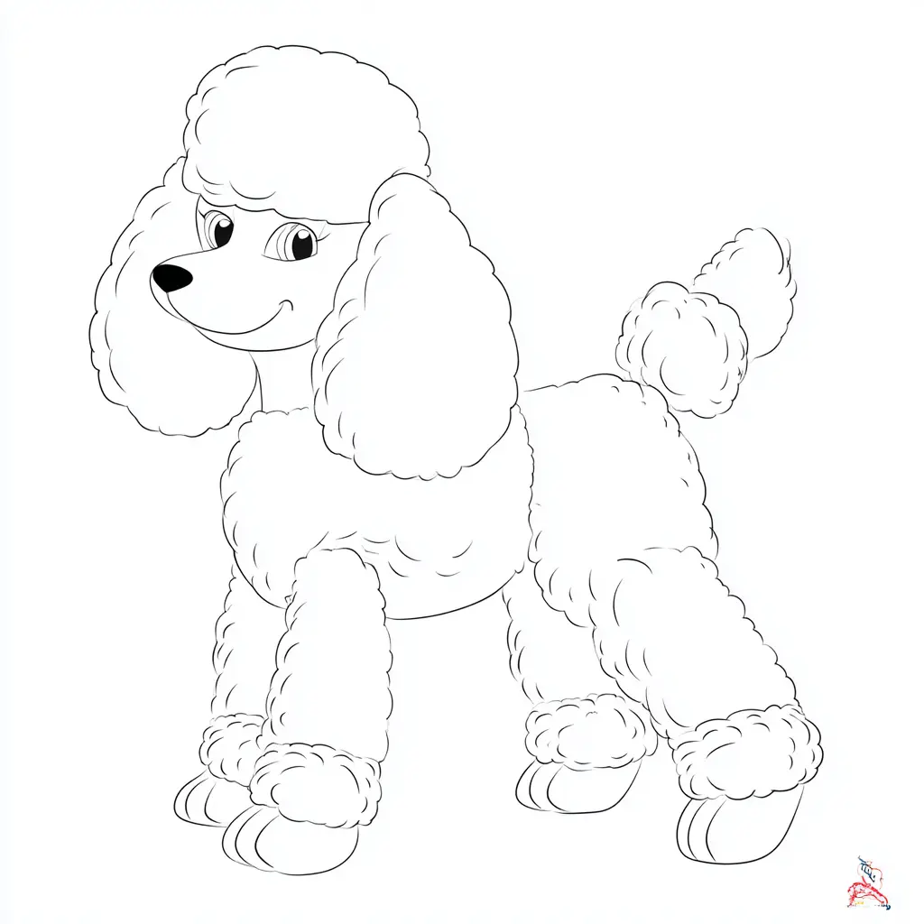 Dibujo de caniche adorable para colorear Dibujo de caniche adorable para colorear