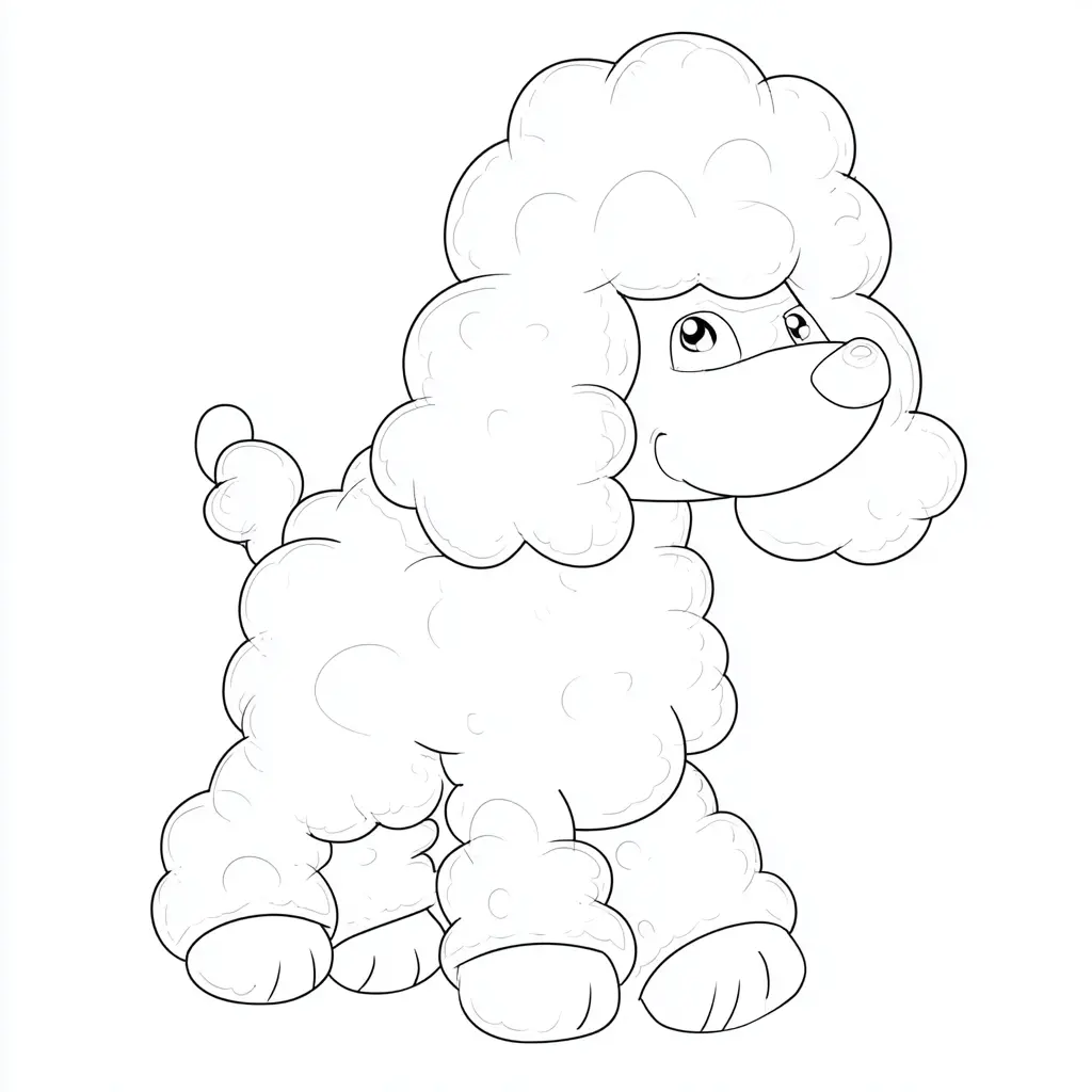 Dibujo de cachorro de caniche infantil para colorear Dibujo de cachorro de caniche infantil para colorear