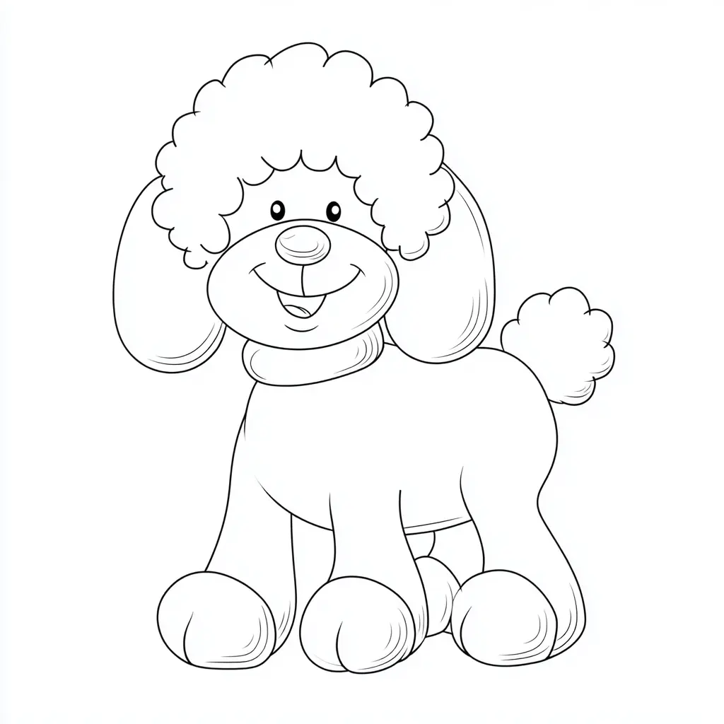 Dibujo de caniche con formas redondas para colorear Dibujo de caniche con formas redondas para colorear