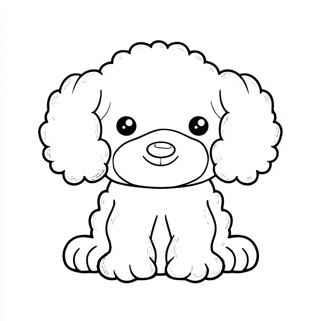 Dibujo de caniche chibi para colorear Dibujo de caniche chibi para colorear