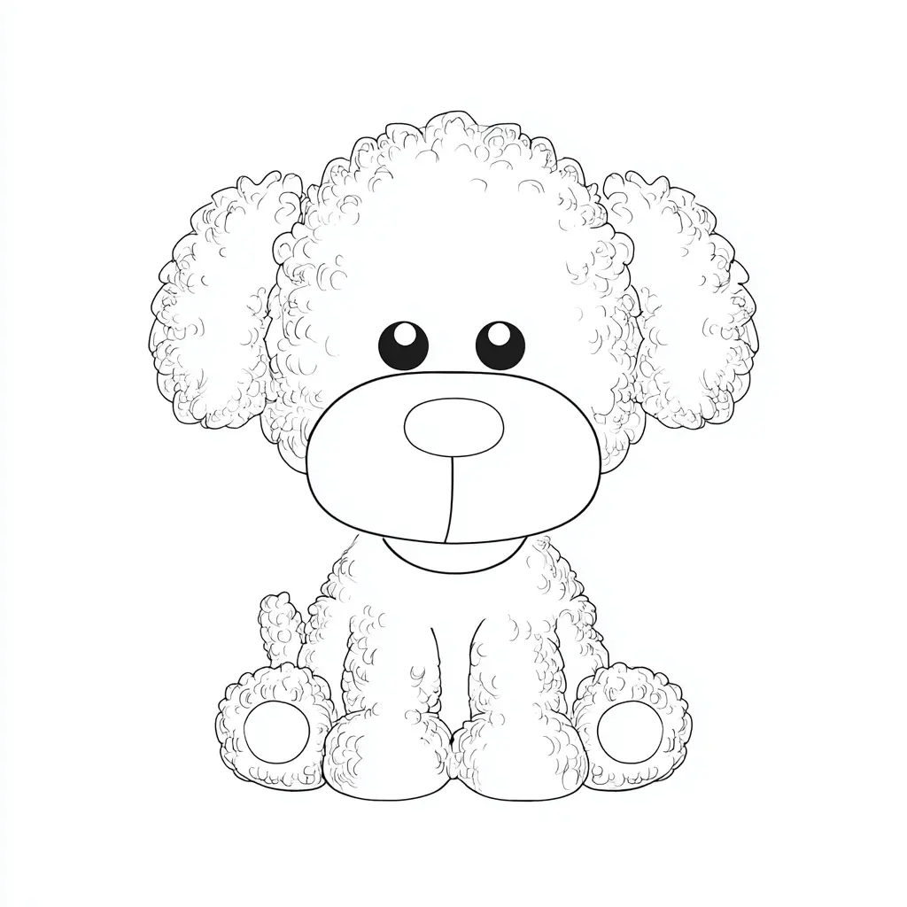 Dibujo de caniche fácil con pelaje para colorear Dibujo de caniche fácil con pelaje para colorear