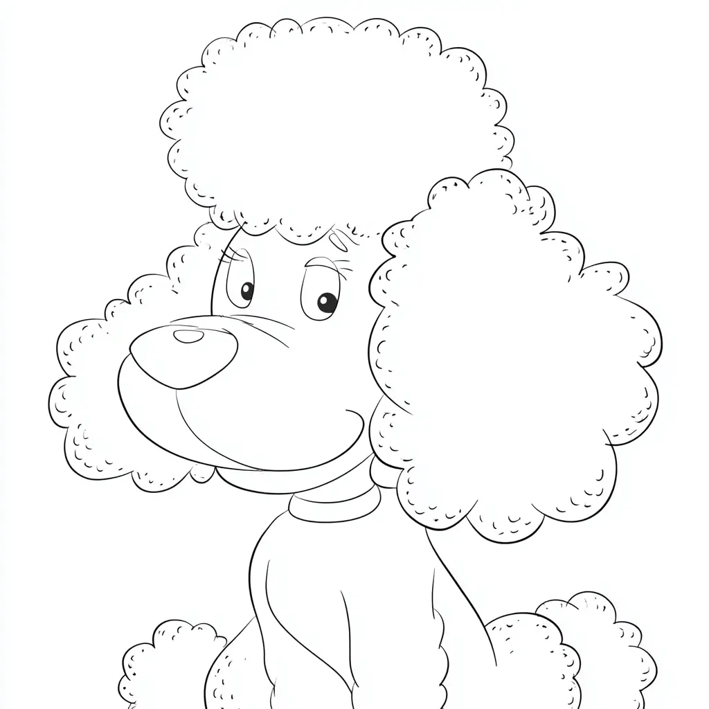 Dibujo de caricatura de caniche para colorear Dibujo de caricatura de caniche para colorear
