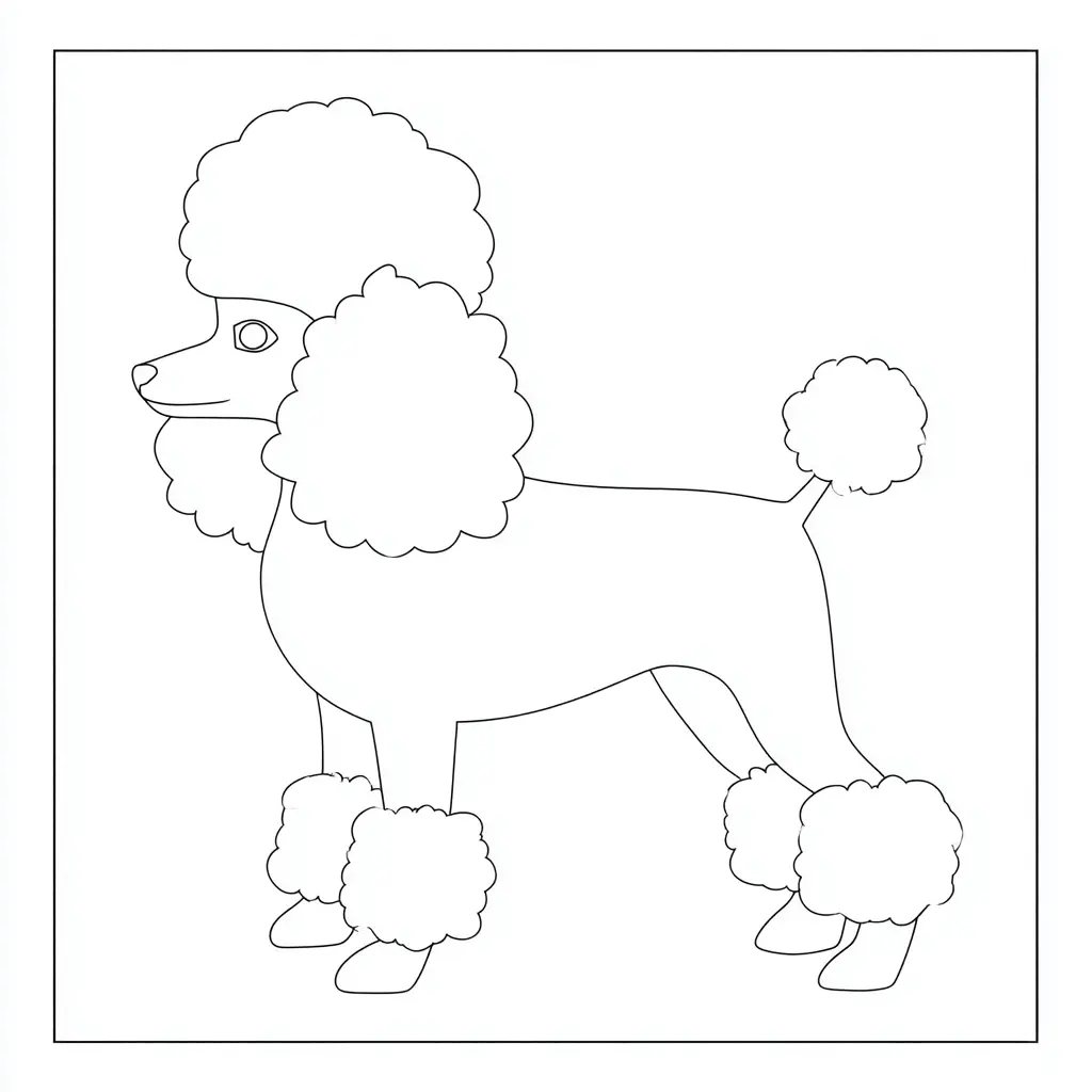 Dibujo de forma de caniche con marco para colorear Dibujo de forma de caniche con marco para colorear