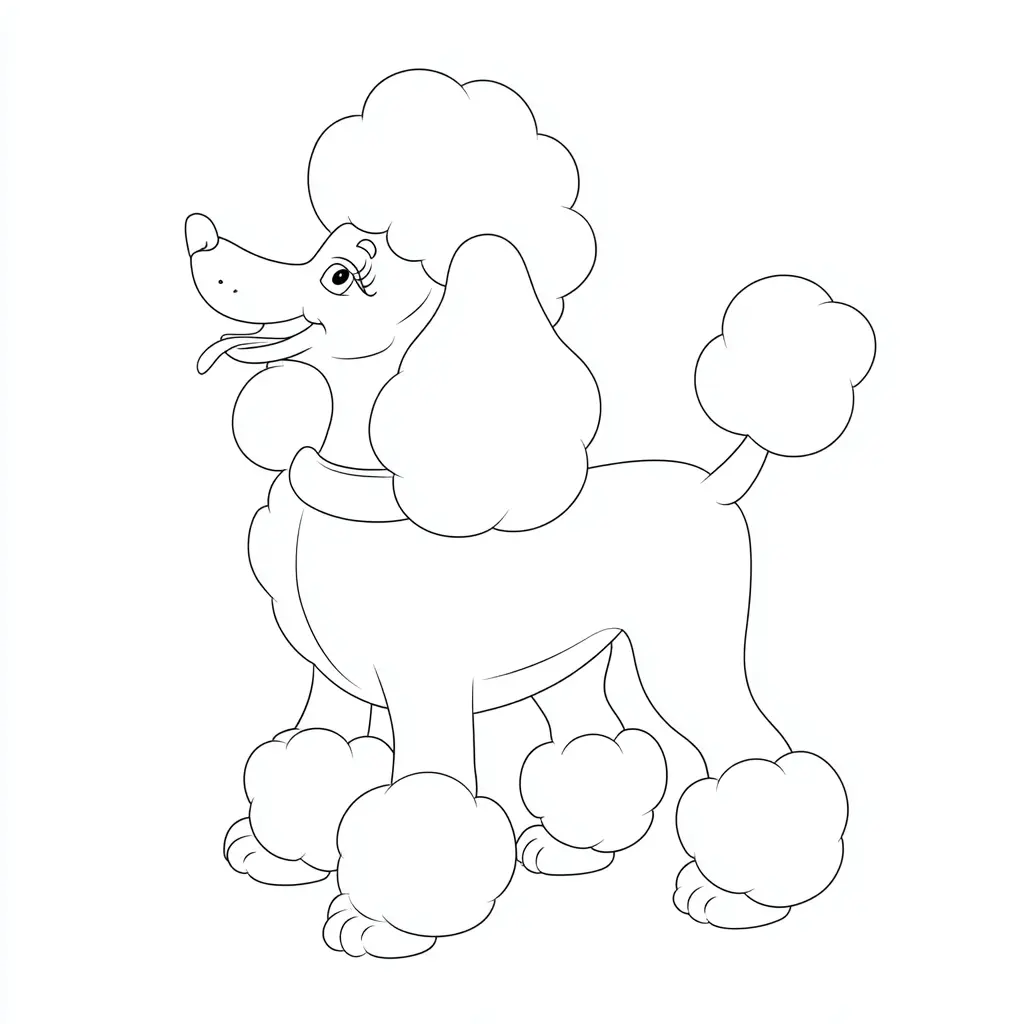 Dibujo de caniche de líneas finas para colorear Dibujo de caniche de líneas finas para colorear
