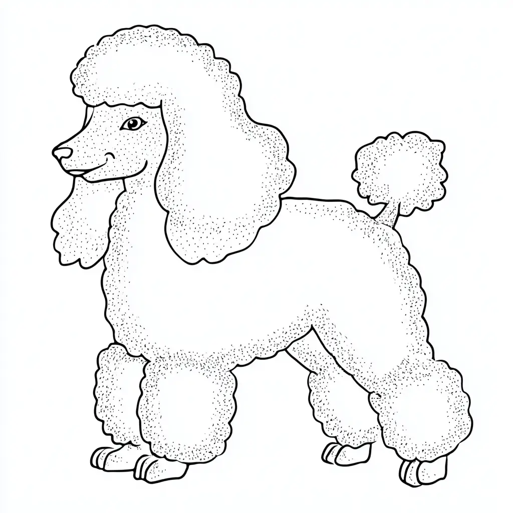 Dibujo de caniche con puntos para colorear Dibujo de caniche con puntos para colorear