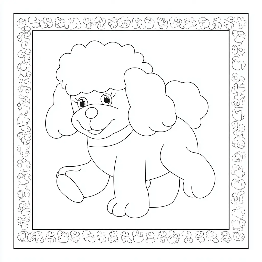 Dibujo de retrato de cachorro caniche para colorear Dibujo de retrato de cachorro caniche para colorear