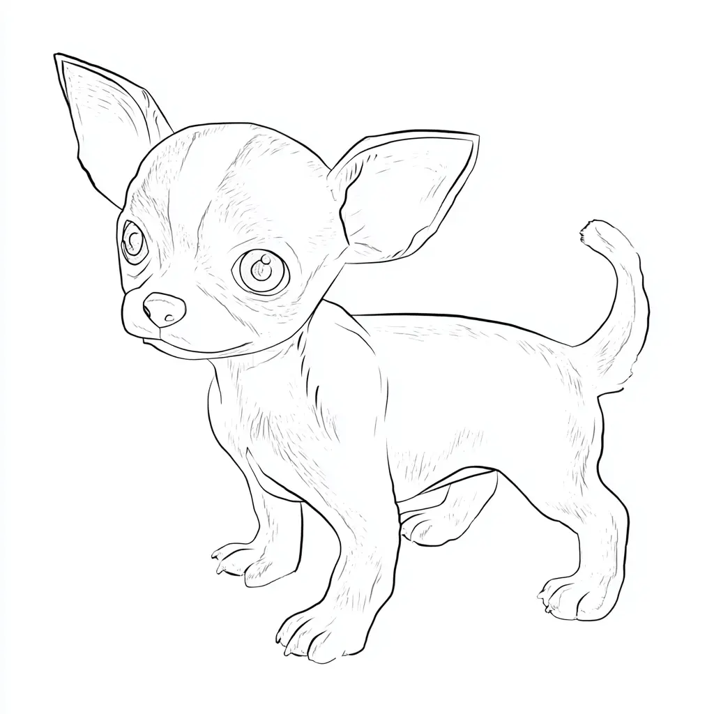 Dibujo de chihuahua con detalle de pelo para colorear Dibujo de chihuahua con detalle de pelo para colorear