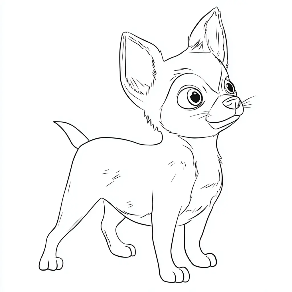 Dibujo de chihuahua cartoon con bigotes para colorear Dibujo de chihuahua cartoon con bigotes para colorear