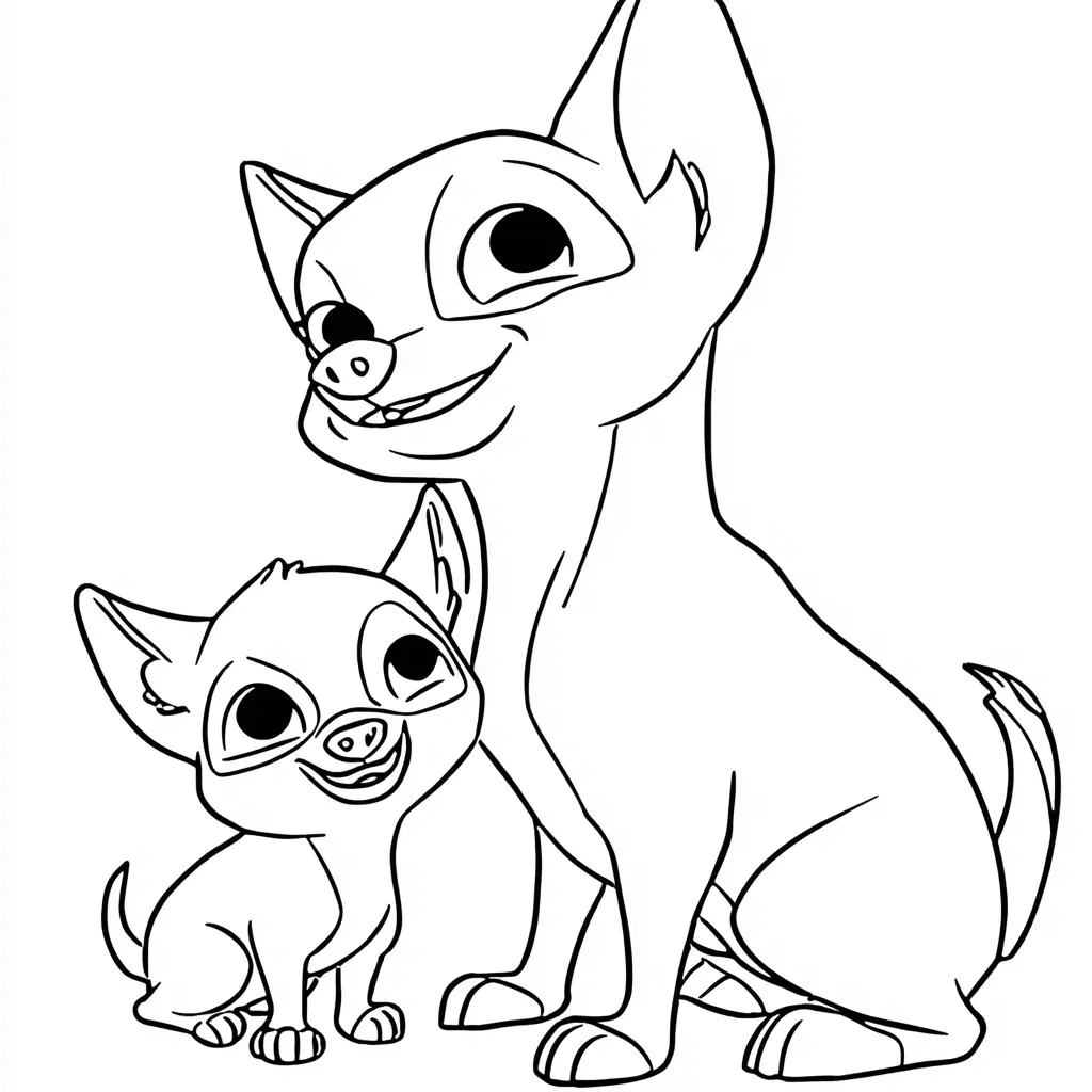 Dibujo de mamá chihuahua y cachorro sonrientes para colorear Dibujo de mamá chihuahua y cachorro sonrientes para colorear