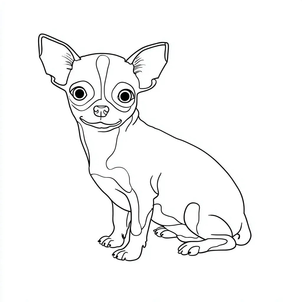 Dibujo de chihuahua sentado lineal detallado para colorear Dibujo de chihuahua sentado lineal detallado para colorear