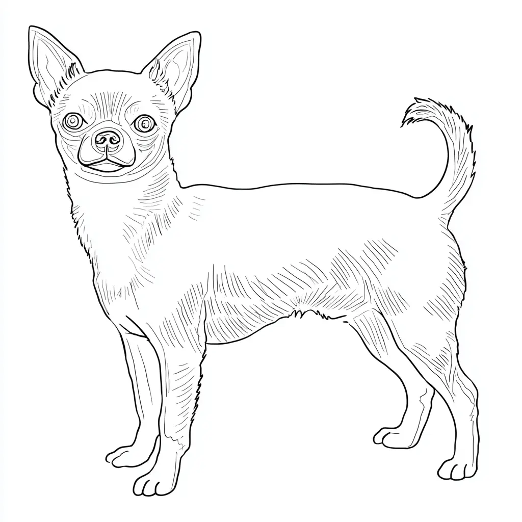 Dibujo de chihuahua con efecto sombreado para colorear Dibujo de chihuahua con efecto sombreado para colorear