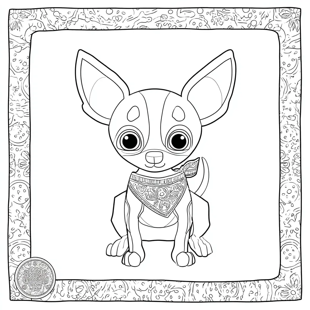 Dibujo de retrato vintage de chihuahua para colorear Dibujo de retrato vintage de chihuahua para colorear