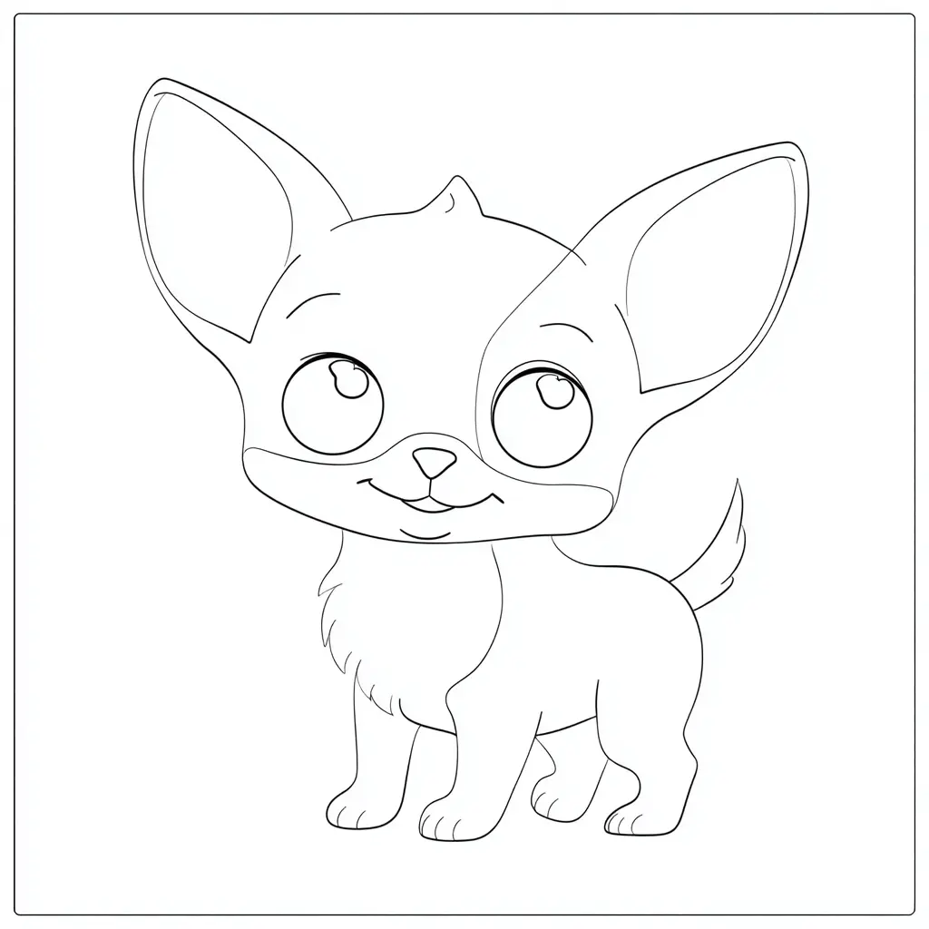 Dibujo de trazo fino de chihuahua chibi para colorear Dibujo de trazo fino de chihuahua chibi para colorear